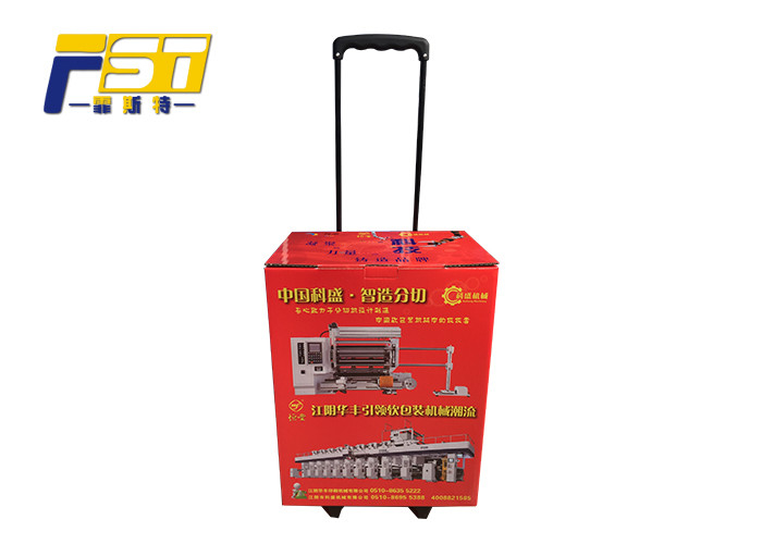 UV Coating Corrugated Box Trolley Easy Advertising With Long Patch Handles