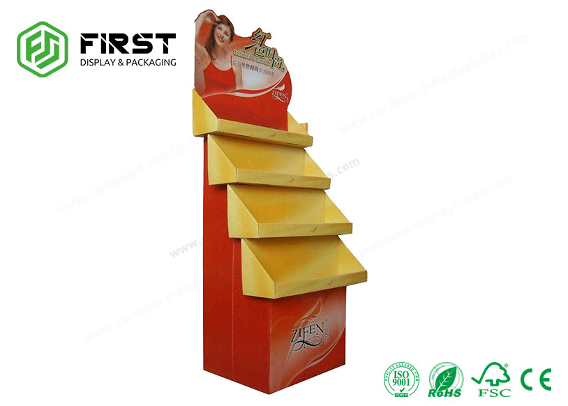 Custom Retail Folding Corrugated Cardboard Floor Display Shelf For Promotion