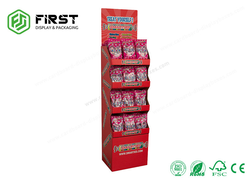 Foldable Full Color Printed Custom Cardboard Floor Display Shelf For Retail Promotion