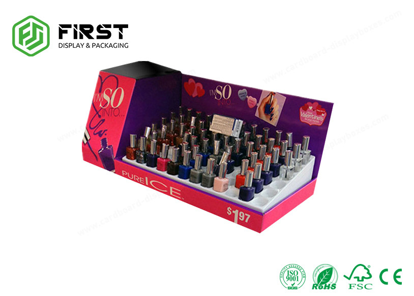 Custom Table Display Box Cosmetic Cardboard PDQ  Counter Display Stand With Holes