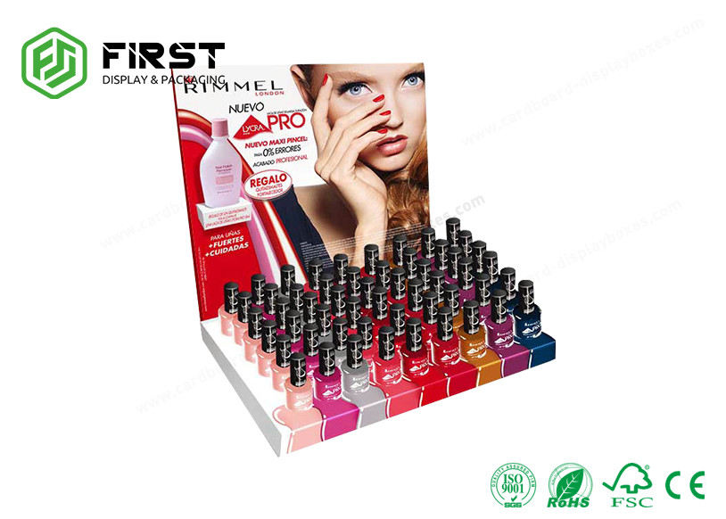 Custom Table Display Box Cosmetic Cardboard PDQ  Counter Display Stand With Holes