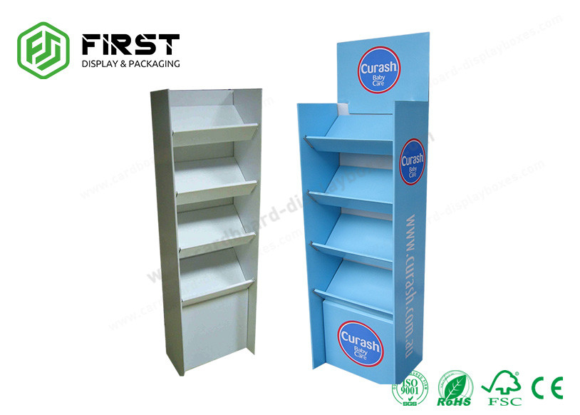 Logo Printing Customized Corrugated Foldable Paper Floor Display Shelf Stand