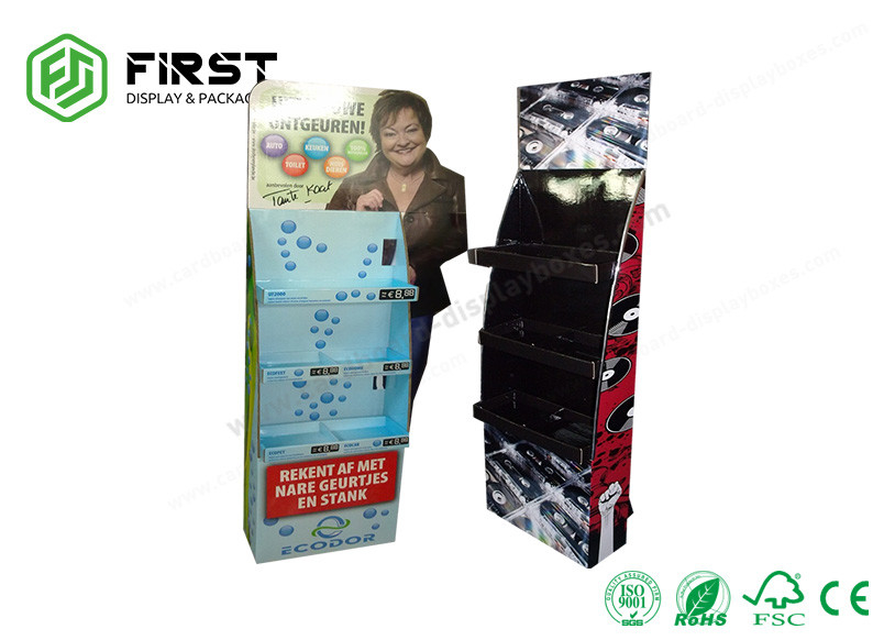 Logo Printing Customized Corrugated Foldable Paper Floor Display Shelf Stand